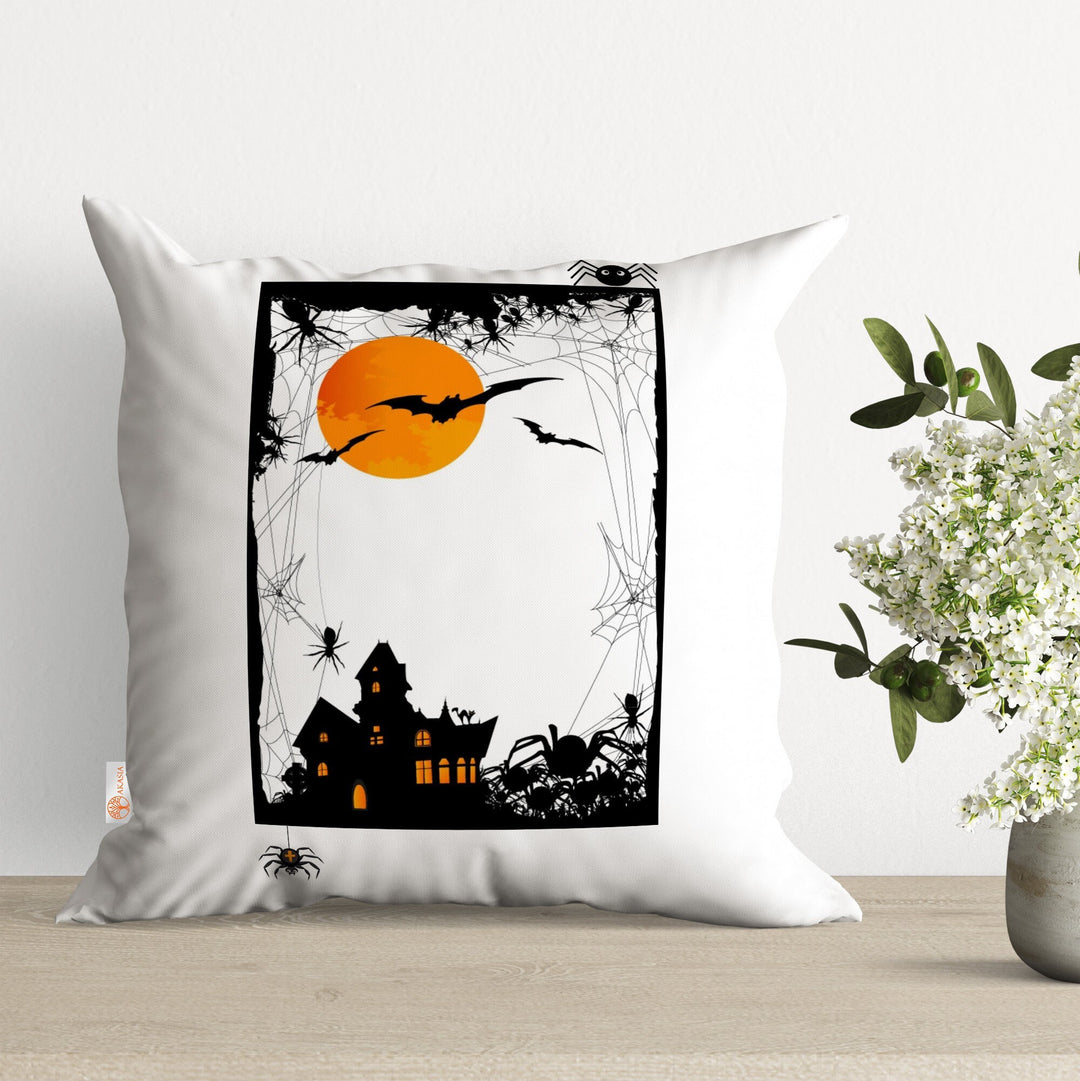 Halloween Pillowtop|Carved Pumpkin Decor|Boo Pillow Case|Ghost Pillowcase|Haunted House Cushion Case|Trick or Treat Cushion Cover