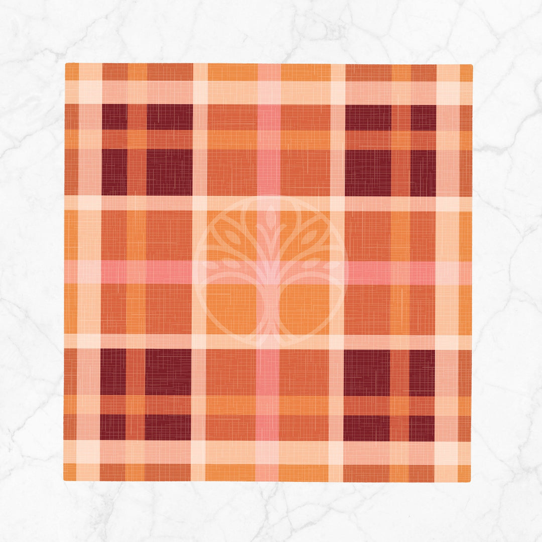 Plaid Fabric Napkin|Checkered Napkin|Geometric Cloth Serviette|Orange Kitchen Decor|Plaid Handkerchief|Farmhouse Table|Reusable Tableware