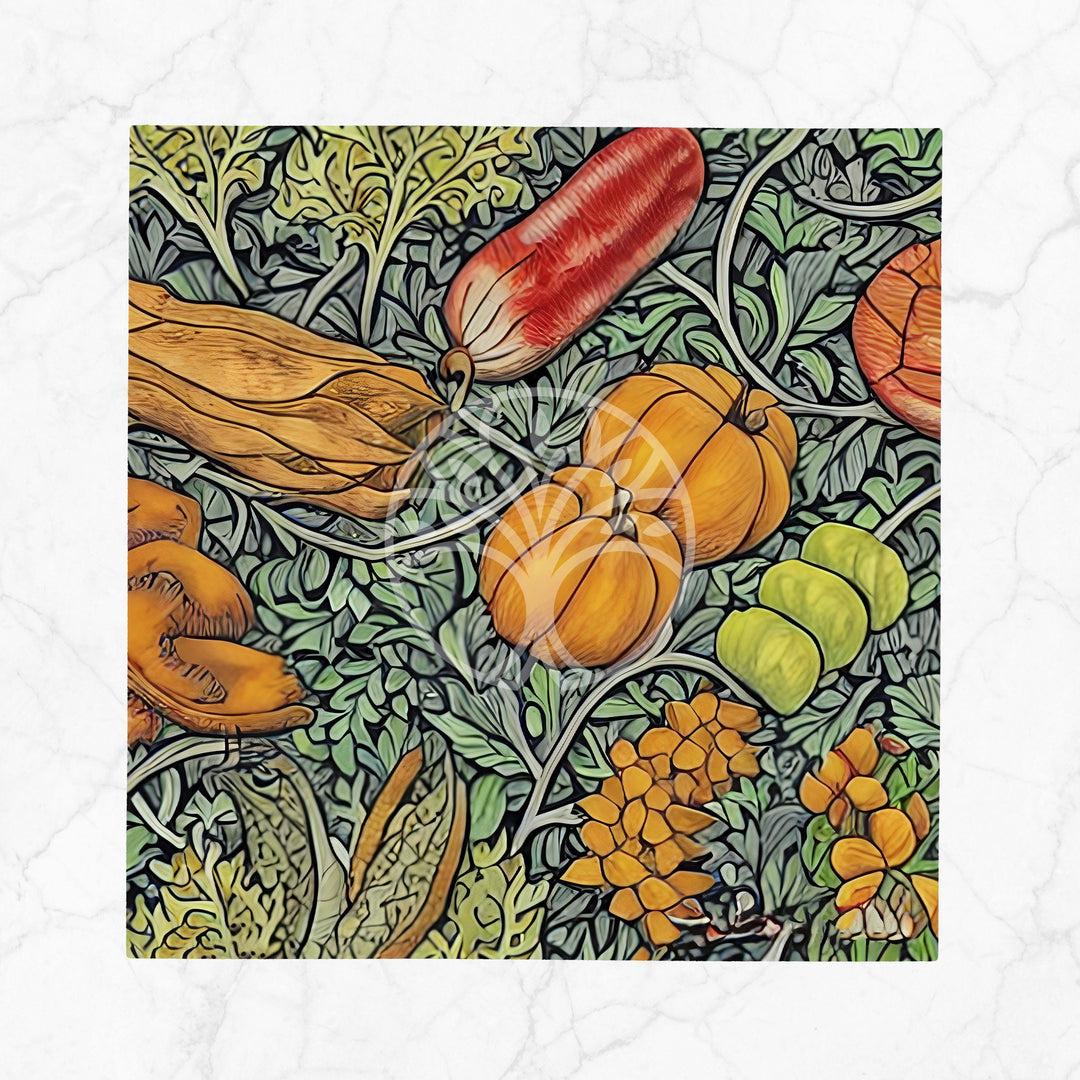 Fall Fabric Napkin|Pumpkin Print Napkin|Autumn Handkerchief|Mushroom Napkin|Farmhouse Autumn Tableware|Housewarming Floral Napkin