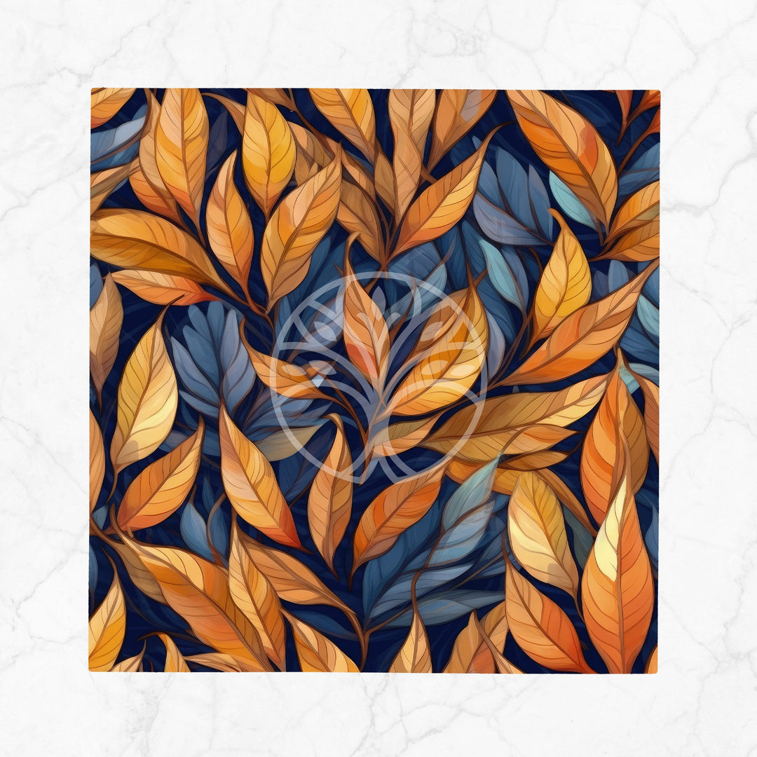 Fall Fabric Napkin|Pumpkin Print Napkin|Dry Leaves Napkin|Autumn Handkerchief|Farmhouse Autumn Tableware|Housewarming Fall Decor