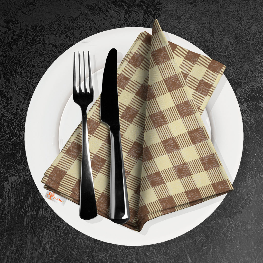 Fall Fabric Napkin|Pumpkin Print Napkin|Dry Leaf Acorn Napkin|Plaid Handkerchief|Farmhouse Autumn Tableware|Thanksgiving Decor