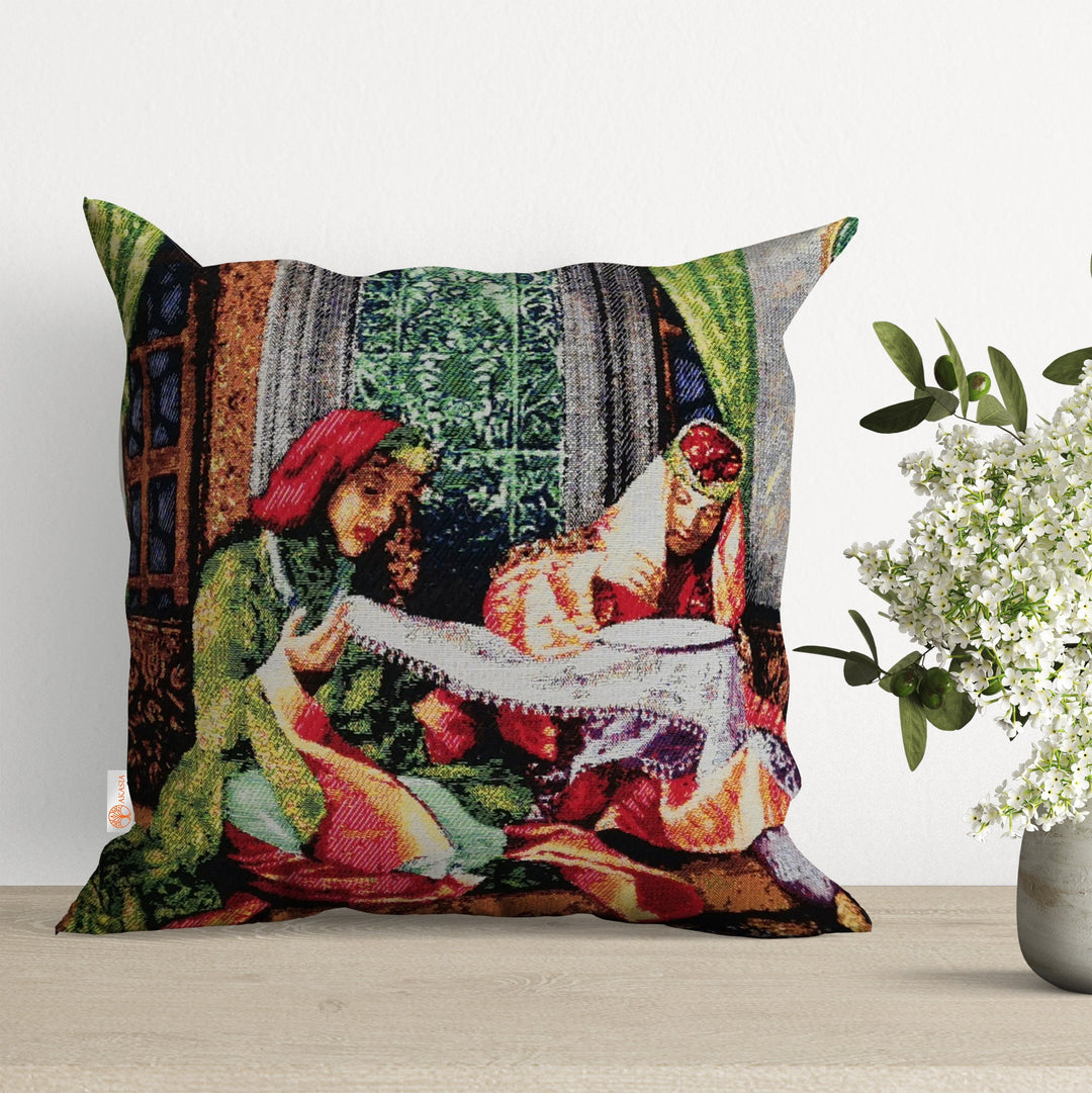 Ottoman Women Gobelin Tapestry Pillow Case