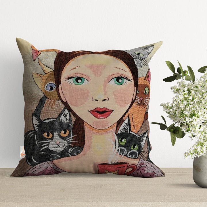 Cute Cats Gobelin Tapestry Pillow Cover