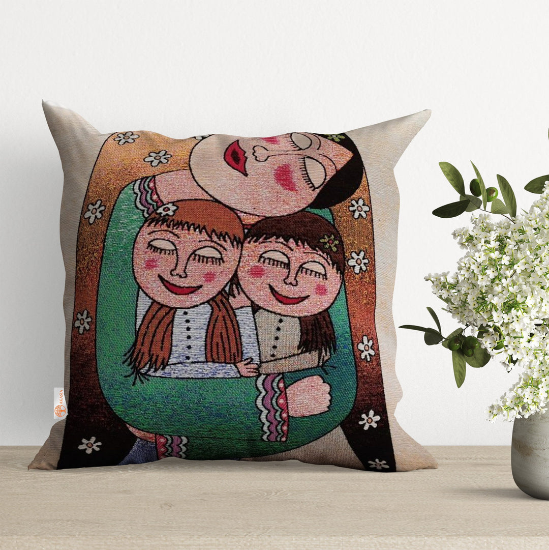 Modern Lady Woven Gobelin Tapestry Pillow Case