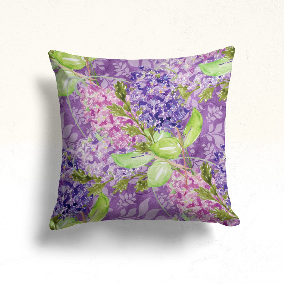 Purple Floral Pillow Case|Summer Home Decor|Floral Cushion Cover|Sofa Cushion Case|Decorative Throw Pillowtop|Boho Bedding Decor