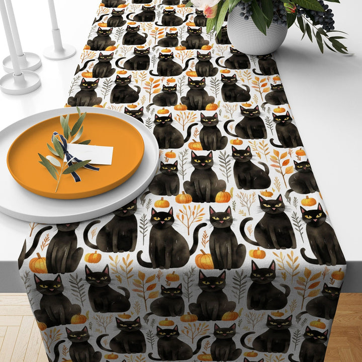 Halloween Tabletop|Ghost Table Runner|Scary Table Decor|Black Cat Tabletop|Housewarming Halloween Home Decor|Boo Print Table Runner