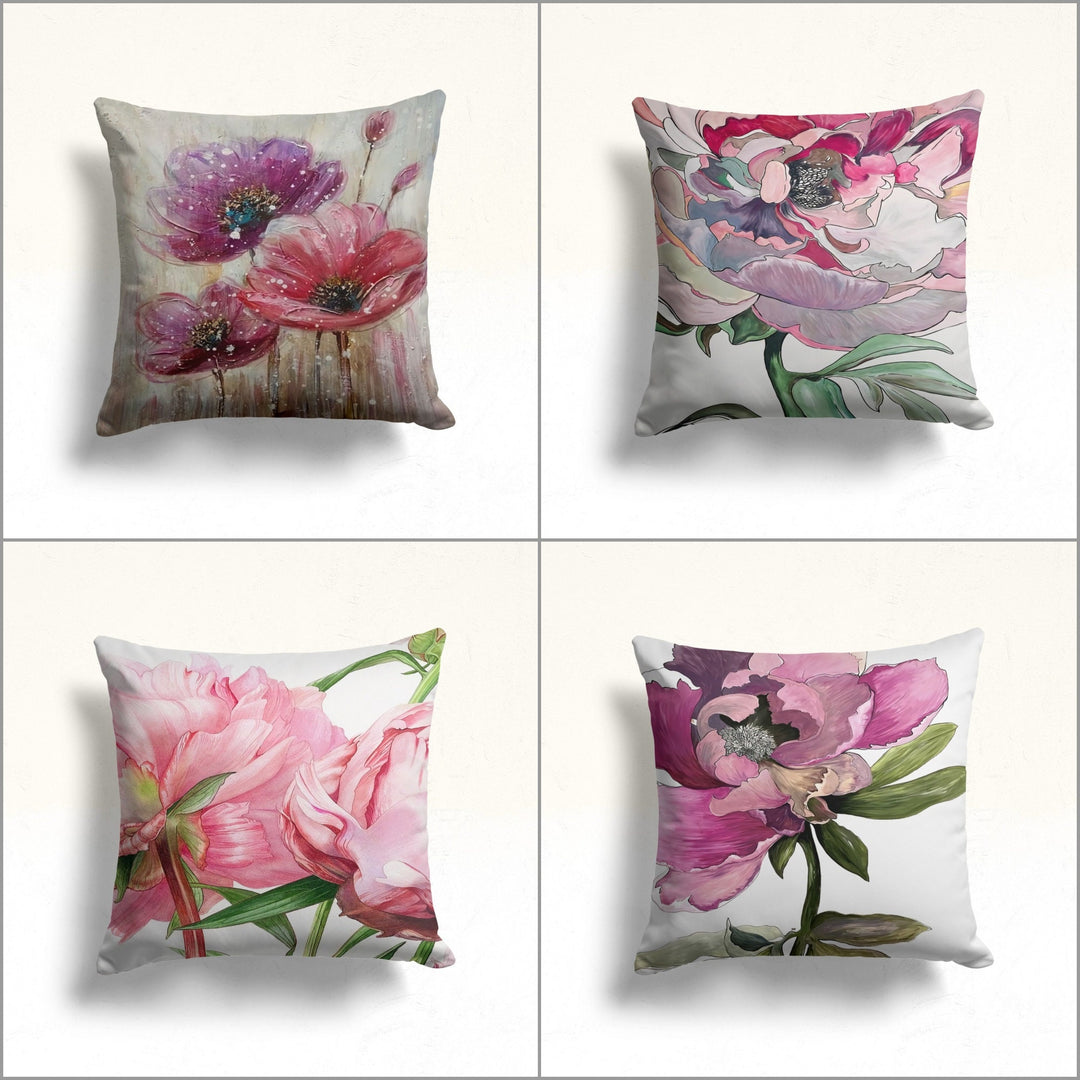 Pinky Floral Pillow Case|Summer Home Decor|Floral Cushion Cover|Boho Cushion Case|Decorative Throw Pillowtop|Floral Porch Decor