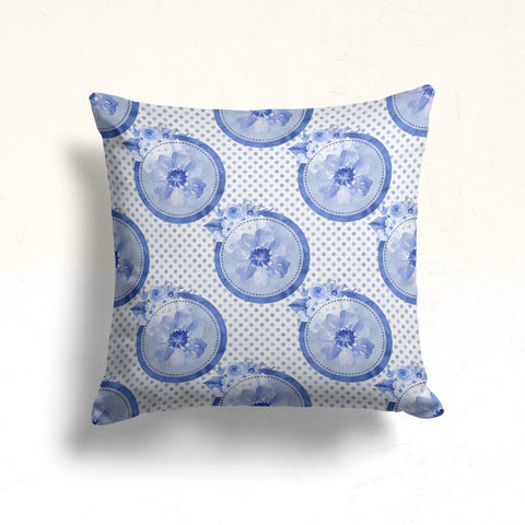 Blue Rose Pillow Case|Floral Porch Decor|Floral Cushion Cover|Farmhouse Cushion Case|Decorative Throw Pillowtop|Boho Bedding Pillow