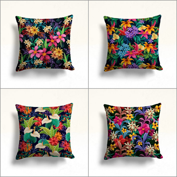 Tropical Floral Pillow Cover|Decorative Pillow Sham|Summer Porch Decor|Sofa Pillowcase|Housewarming Cushion Case|Throw Pillowcase