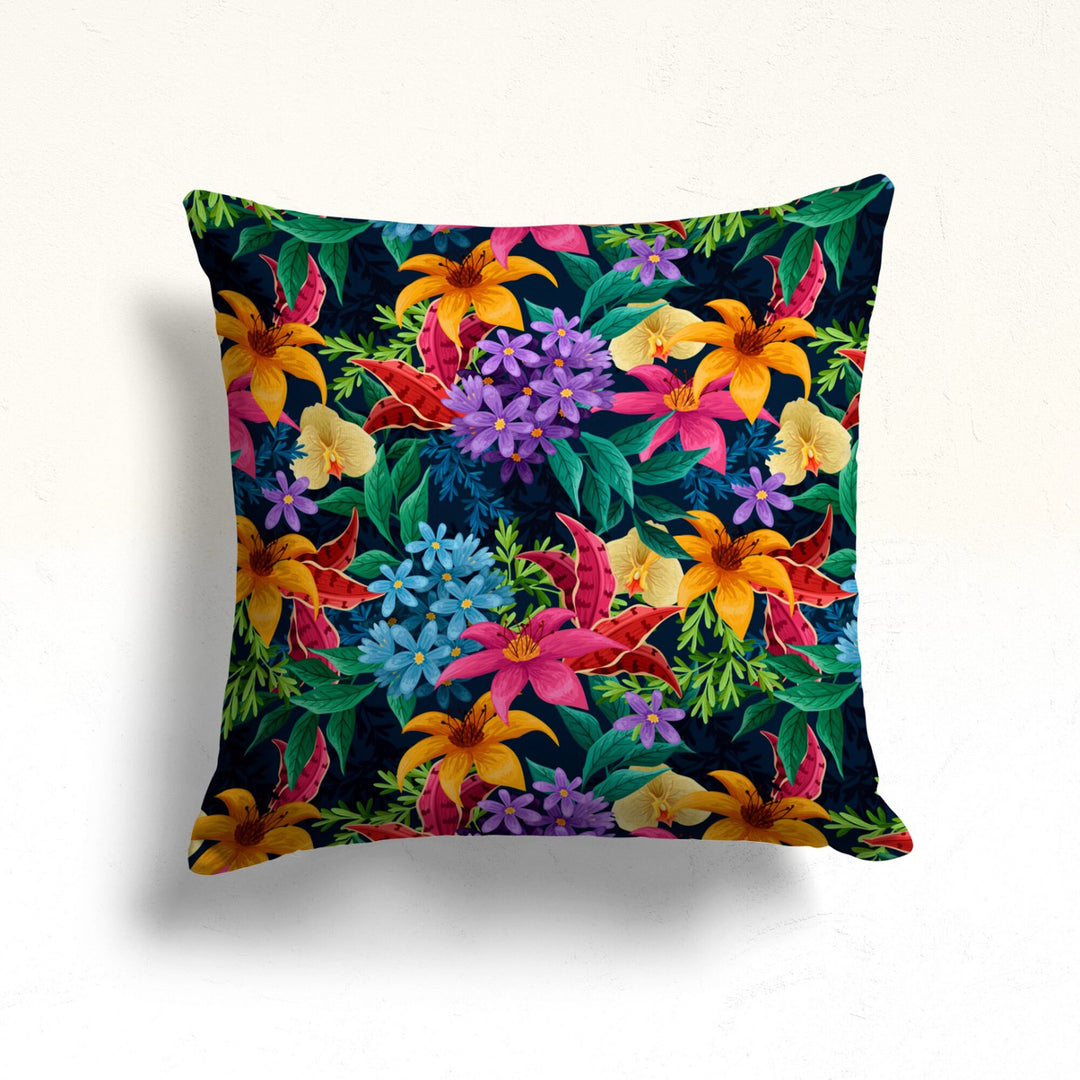 Tropical Floral Pillow Cover|Decorative Pillow Sham|Summer Porch Decor|Sofa Pillowcase|Housewarming Cushion Case|Throw Pillowcase