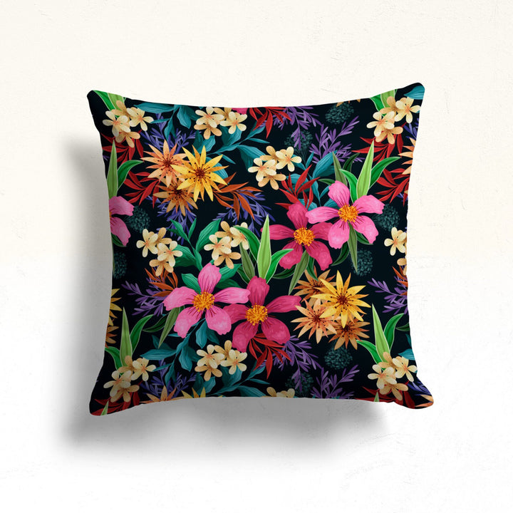 Tropical Floral Pillow Cover|Decorative Pillow Sham|Summer Porch Decor|Sofa Pillowcase|Housewarming Cushion Case|Throw Pillowcase