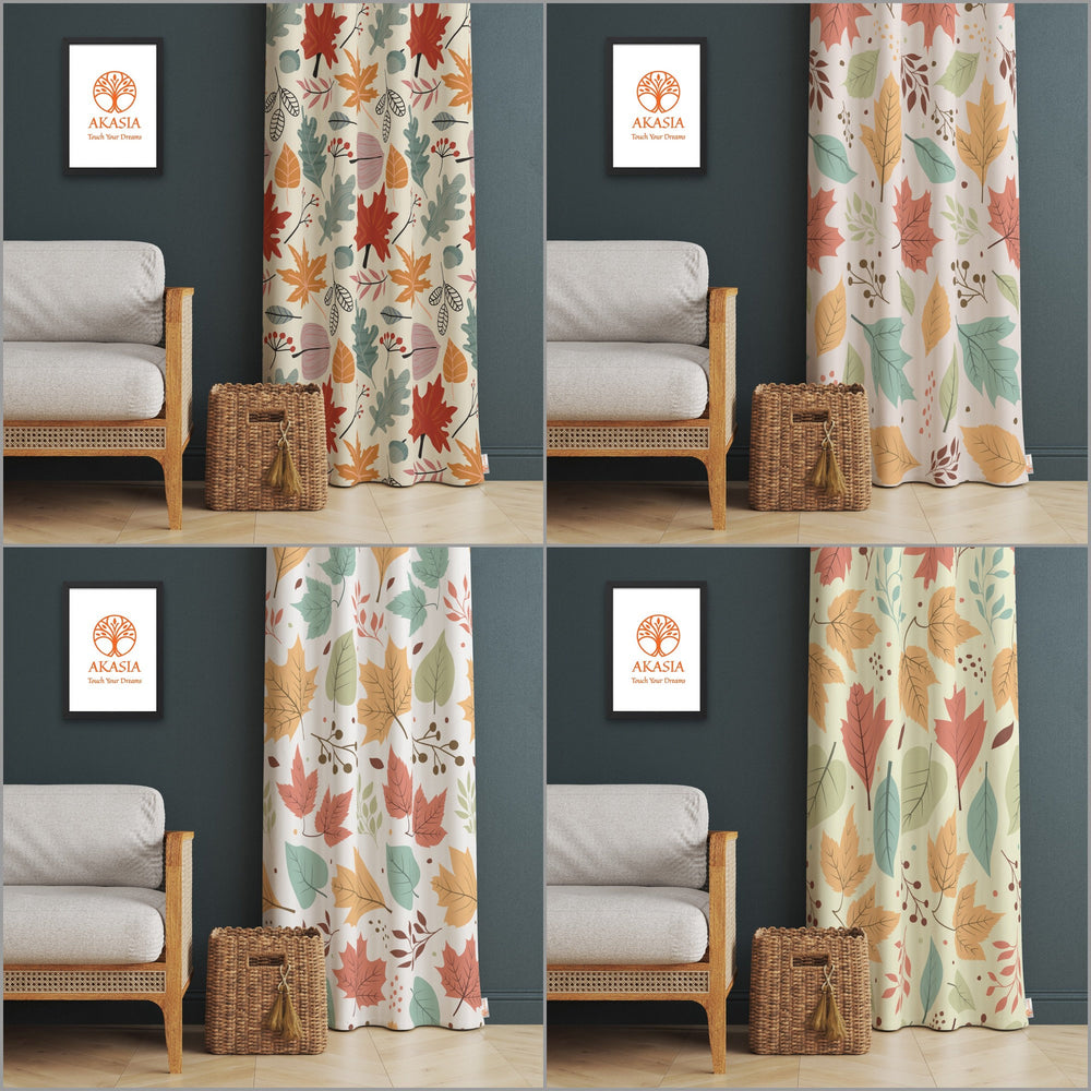 Fall Trend Curtain|Leaf Print Curtain|Thermal Insulated Window Treatment|Floral Home Decor|Plant Window Decor|Decorative Living Room Curtain