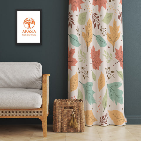 Fall Trend Curtain|Leaf Print Curtain|Thermal Insulated Window Treatment|Floral Home Decor|Plant Window Decor|Decorative Living Room Curtain