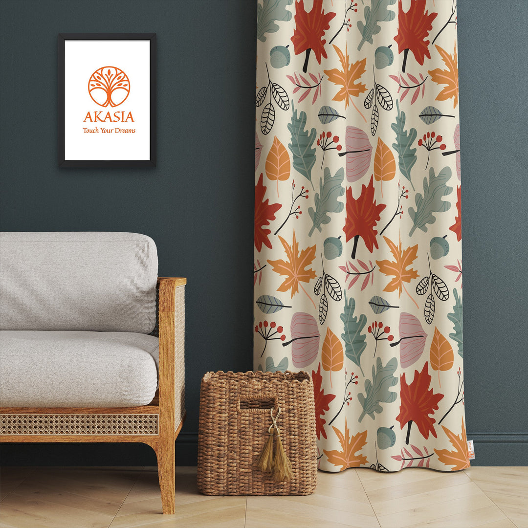 Fall Trend Curtain|Leaf Print Curtain|Thermal Insulated Window Treatment|Floral Home Decor|Plant Window Decor|Decorative Living Room Curtain