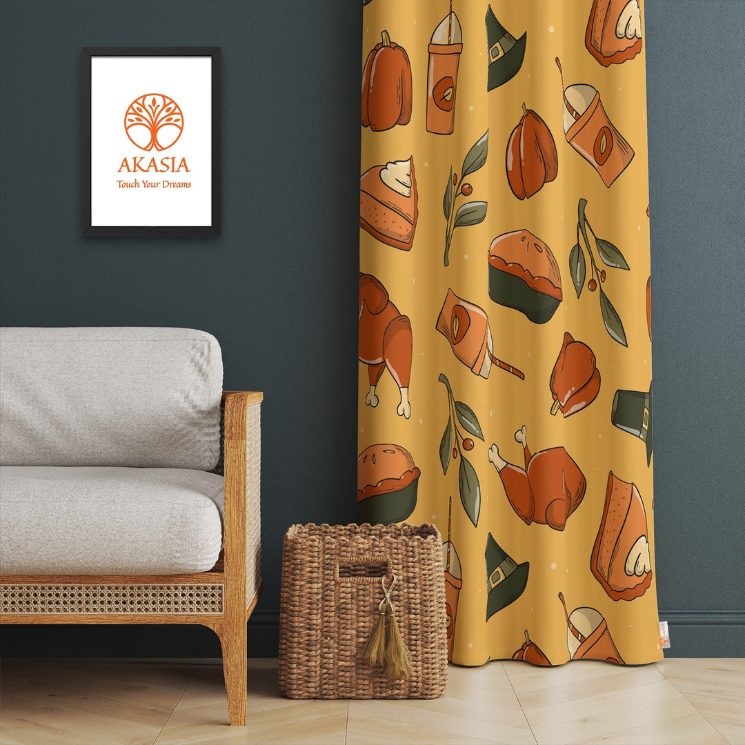 Fall Trend Curtain|Leaf Print Curtain|Thermal Insulated Window Treatment|Sunflower Decor|Thanksgiving Window Decor|Living Room Curtain