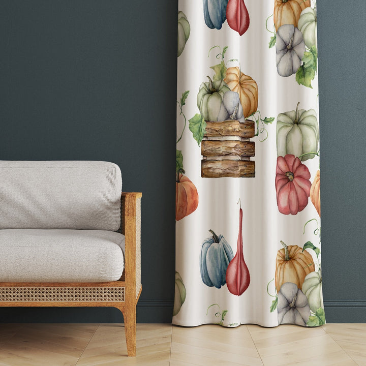 Pumpkin Print Curtain|Autumn Curtain|Thermal Insulated Window Treatment|Fall Home Decor|Thanksgiving Window Decor|Living Room Curtain