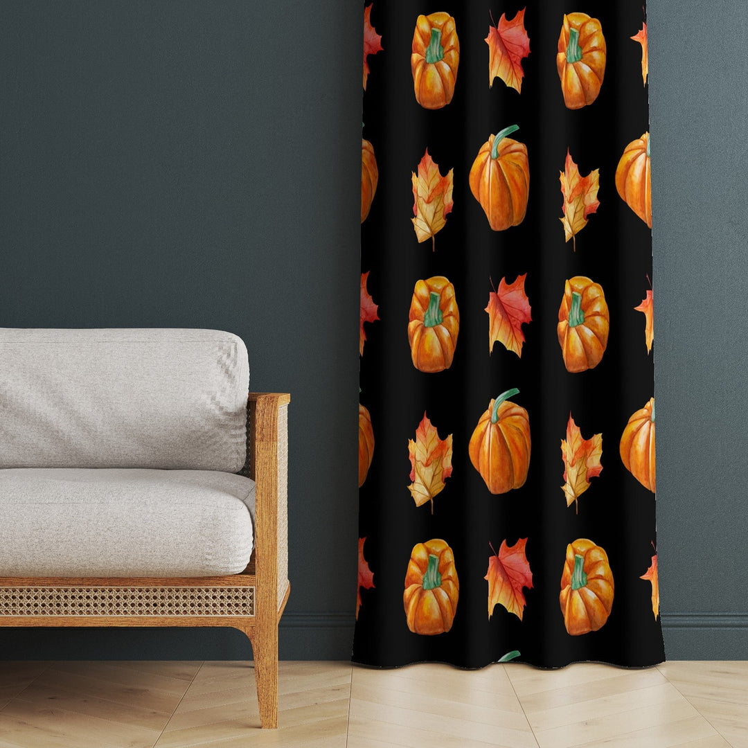 Pumpkin Curtain|Autumn Curtain|Thermal Insulated Window Treatment|Pumpkin Home Decor|Thanksgiving Window Decor|Fall Trend Curtain