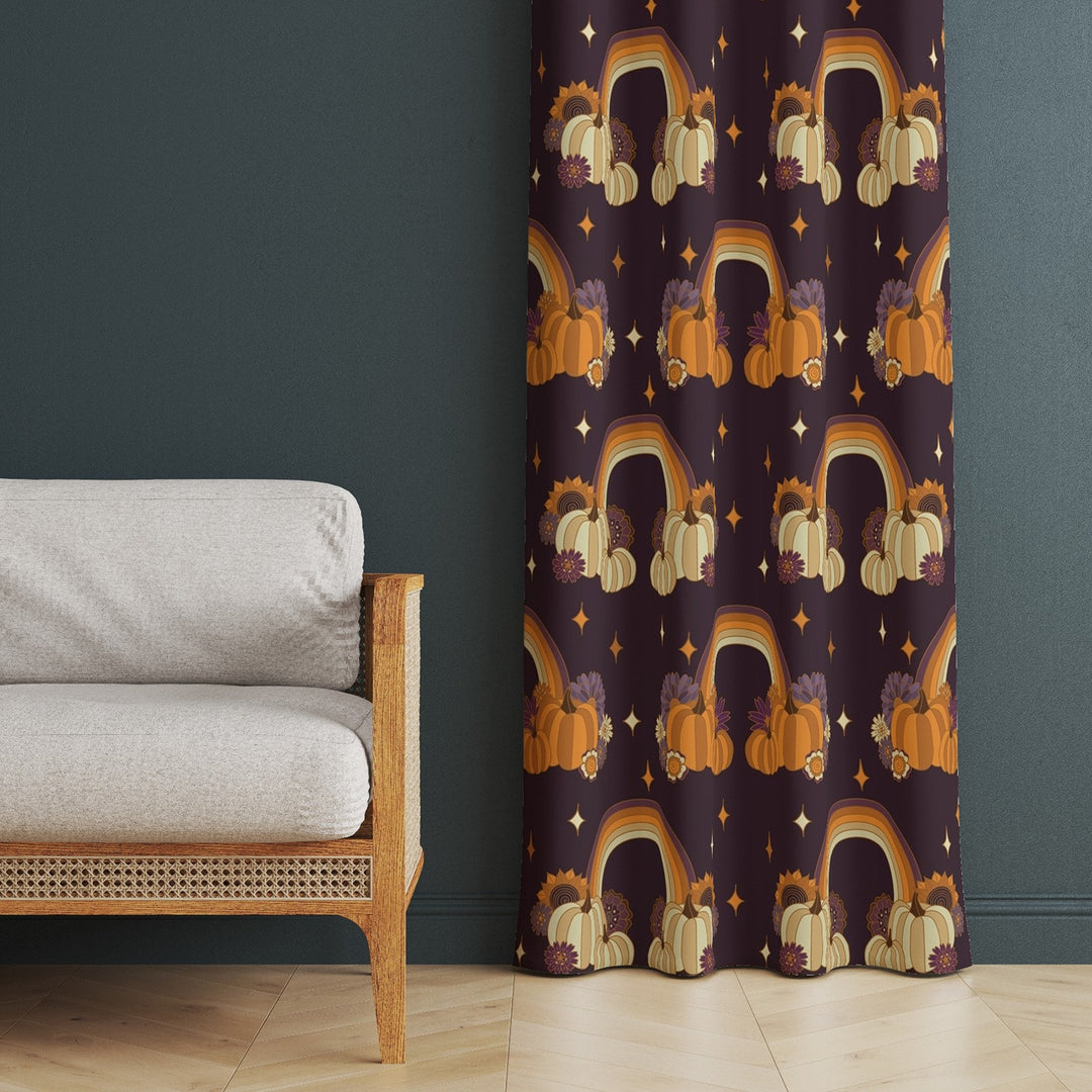 Pumpkin Curtain|Autumn Curtain|Thermal Insulated Window Treatment|Pumpkin Home Decor|Thanksgiving Window Decor|Fall Trend Curtain