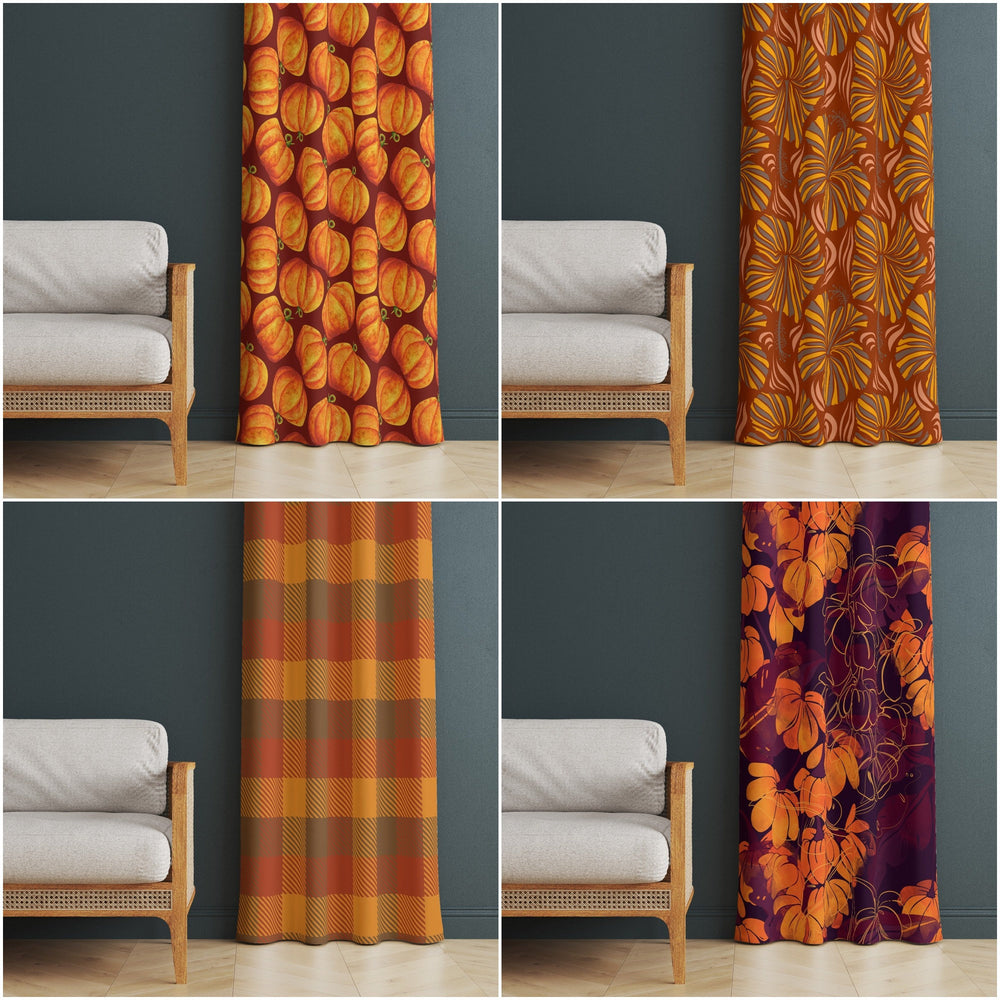 Fall Trend Curtain|Pumpkin Curtain|Plaid Fall Curtain|Thermal Insulated Window Treatment|Autumn Decor|Thanksgiving Window Decor