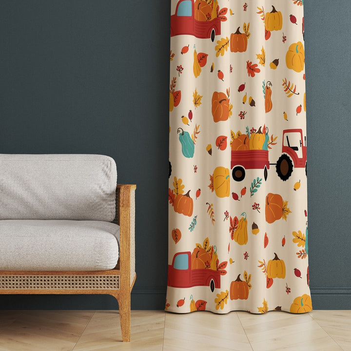 Fall Trend Curtain|Autumn Curtain|Gnome Print Decor|Thermal Insulated Window Treatment|Pumpkin Curtain|Thanksgiving Window Decor