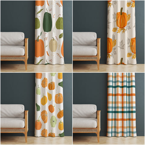 Fall Trend Curtain|Plaid Fall Curtain|Thermal Insulated Window Treatment|Pumpkin Home Decor|Thanksgiving Window Decor|Autumn Curtain