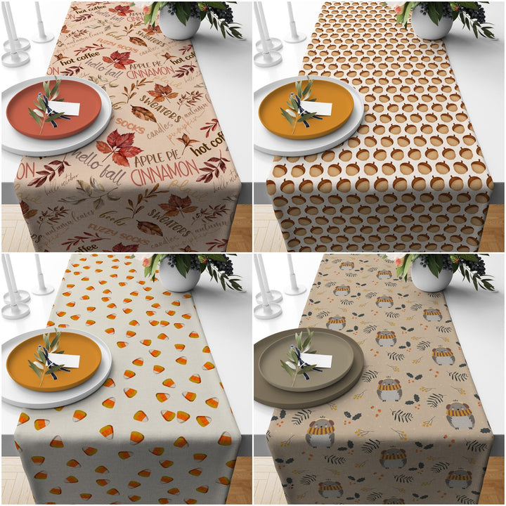 Fall Table Runner|Acorn Tablecloth|Thanksgiving Decor|Farmhouse Style Tabletop|Housewarming Fall Home Decor|Autumn Table Runner