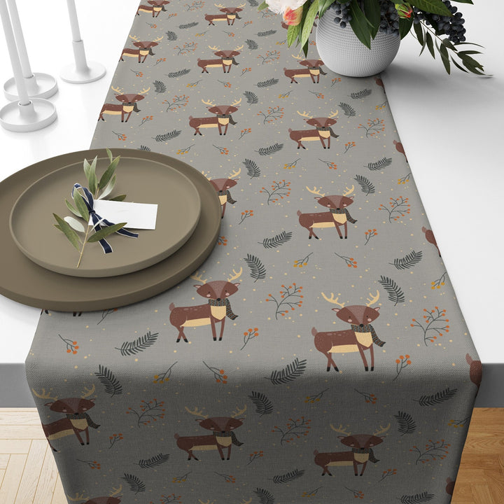 Autumn Table Runner|Fox Print Tablecloth|Fall Trend Animal Table Decor|Farmhouse Style Tabletop|Housewarming Thanksgiving Decor