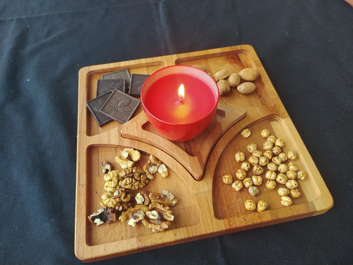 Wooden Snack and Breakfast Plate|Divided Serving Tray|Kitchen Table Decor|Custom Beech Plate Set with Section|Housewarming Gift Tray For Her