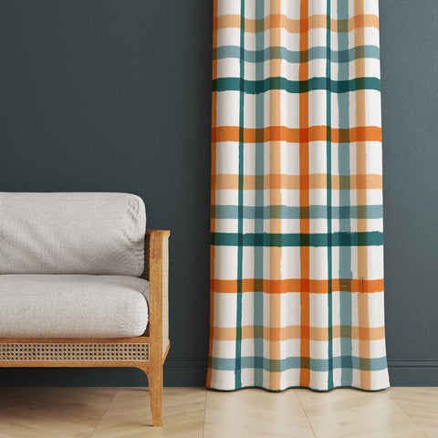 Fall Trend Curtain|Plaid Fall Curtain|Thermal Insulated Window Treatment|Pumpkin Home Decor|Thanksgiving Window Decor|Autumn Curtain