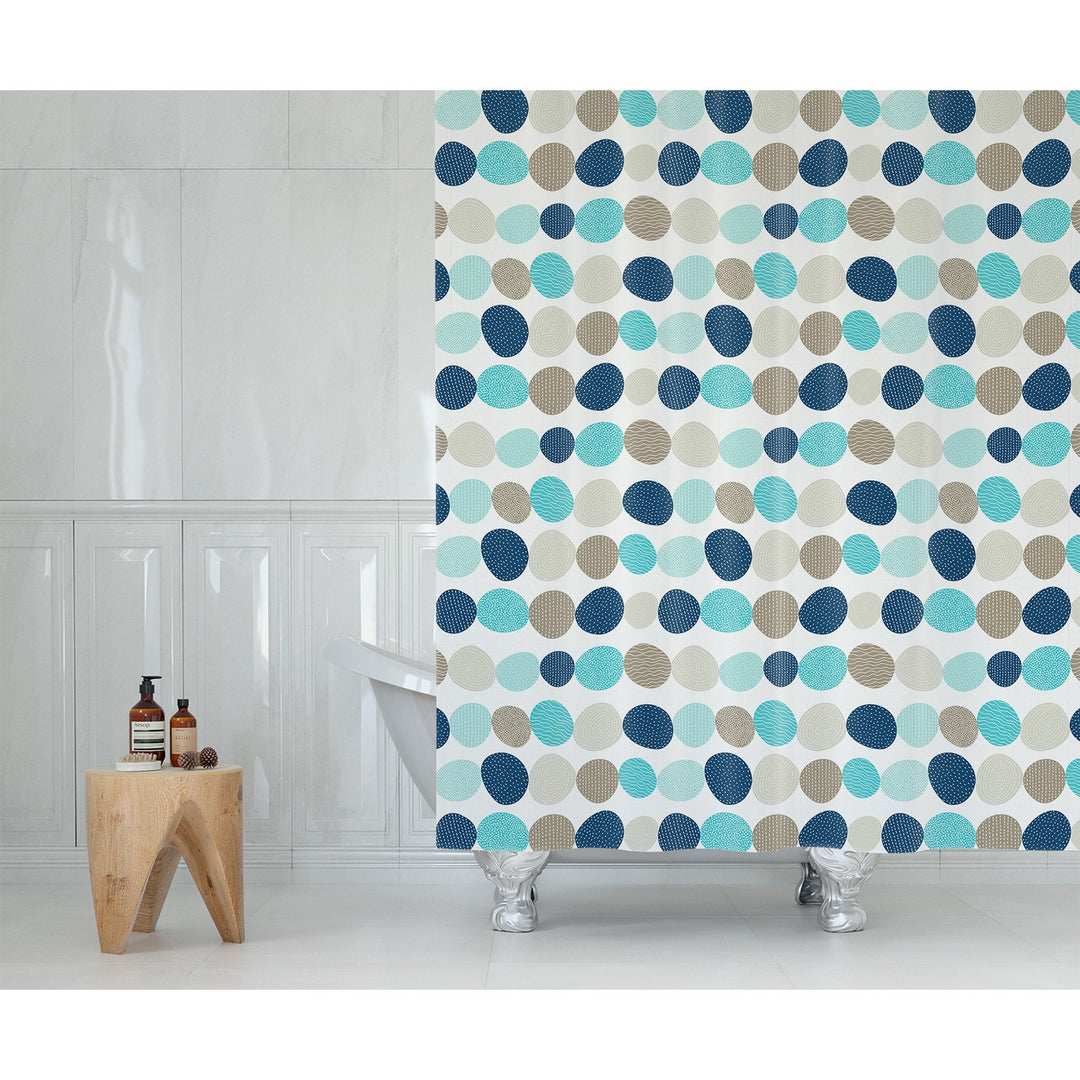 Pebble Shower Curtain|Water and Stain Repellent Bathroom Curtain|Fabric Shower Drapes for Bathroom with Hooks|Waterproof Abstract Curtain