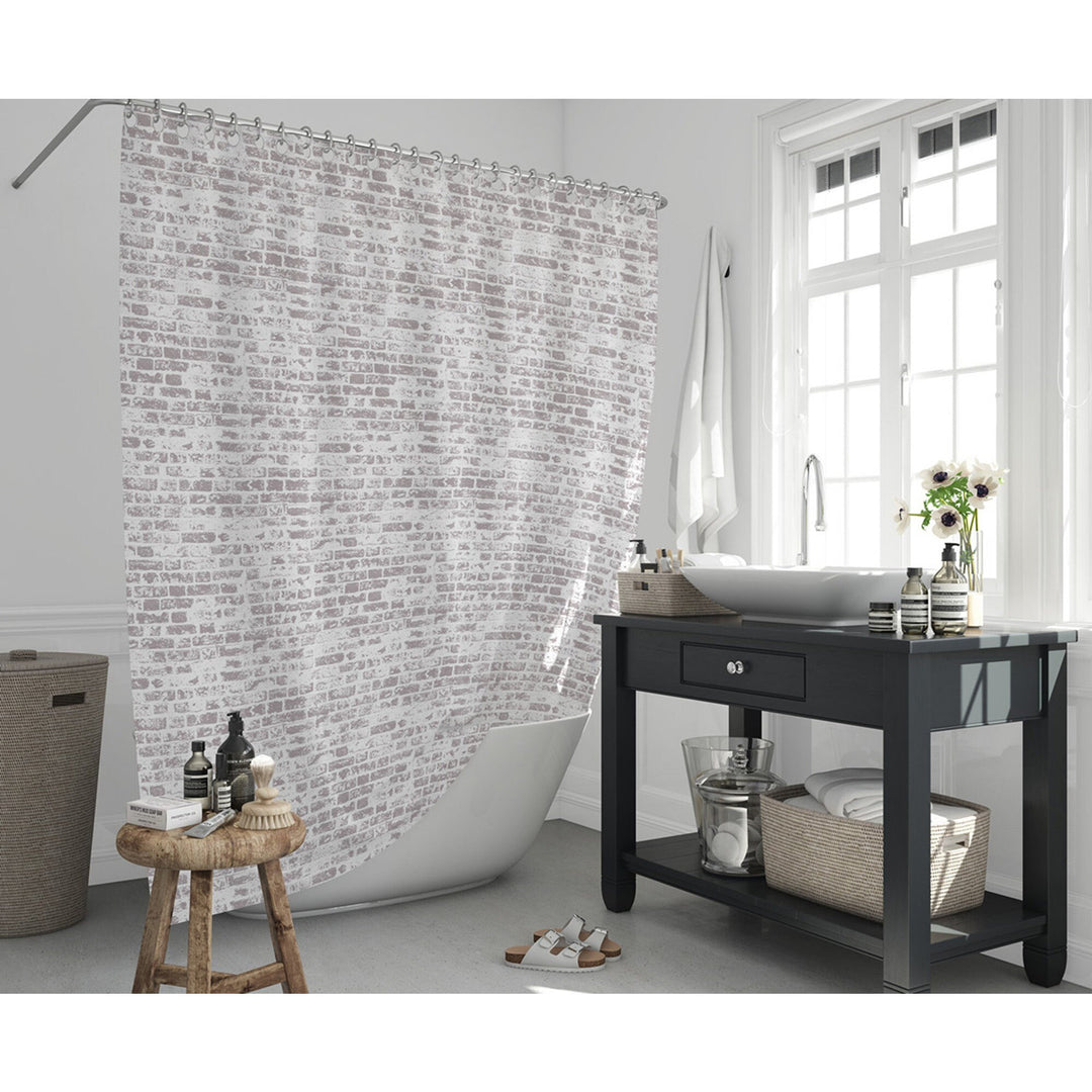 Brick Pattern Shower Curtain|Water and Stain Repellent Bathroom Curtain|Fabric Shower Drapes for Bathroom with Hooks|Waterproof Curtain