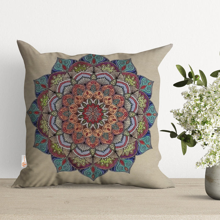 Tapestry Pillow Cover|Mandala Cushion Case|Tulip Gobelin Tapestry Pillowcase|Housewarming Throw Pillow Top|Woven Geometric Home Decor