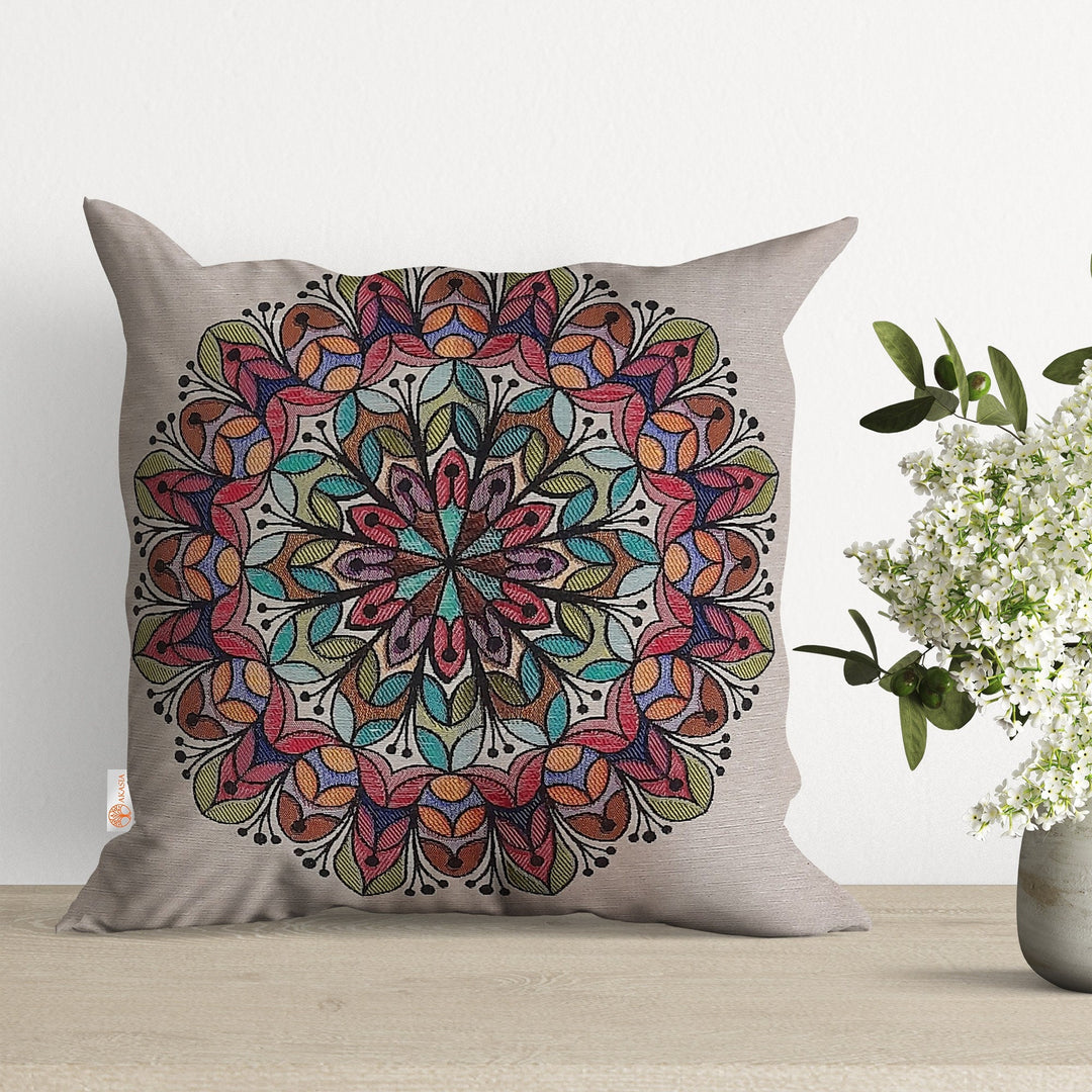 Tapestry Pillow Cover|Mandala Cushion Case|Tulip Gobelin Tapestry Pillowcase|Housewarming Throw Pillow Top|Woven Geometric Home Decor