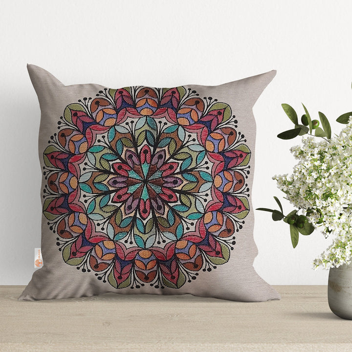 Tapestry Pillow Cover|Mandala Cushion Case|Tulip Gobelin Tapestry Pillowcase|Housewarming Throw Pillow Top|Woven Geometric Home Decor