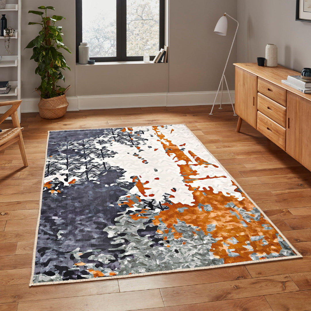 Abstract Area Rug|Bohemian Carpet|Machine-Washable Non-Slip Rug|Contemporary Anti-Slip Housewarming Carpet|Rustic Floor Rug