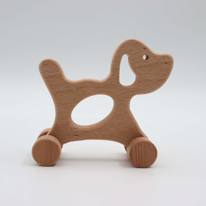 Wooden Dog Toy With Wheels|Dog Figurine|Montessori Toys|Natural Wood Puppy Toy|Toddler Gifts|Handmade Toy for Kid|Baby Shower Birthday Gift