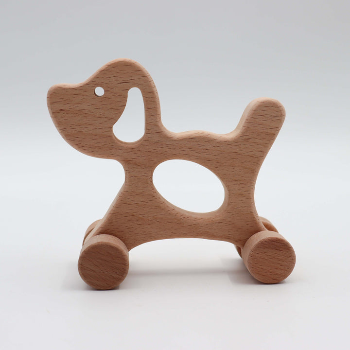 Wooden Dog Toy With Wheels|Dog Figurine|Montessori Toys|Natural Wood Puppy Toy|Toddler Gifts|Handmade Toy for Kid|Baby Shower Birthday Gift