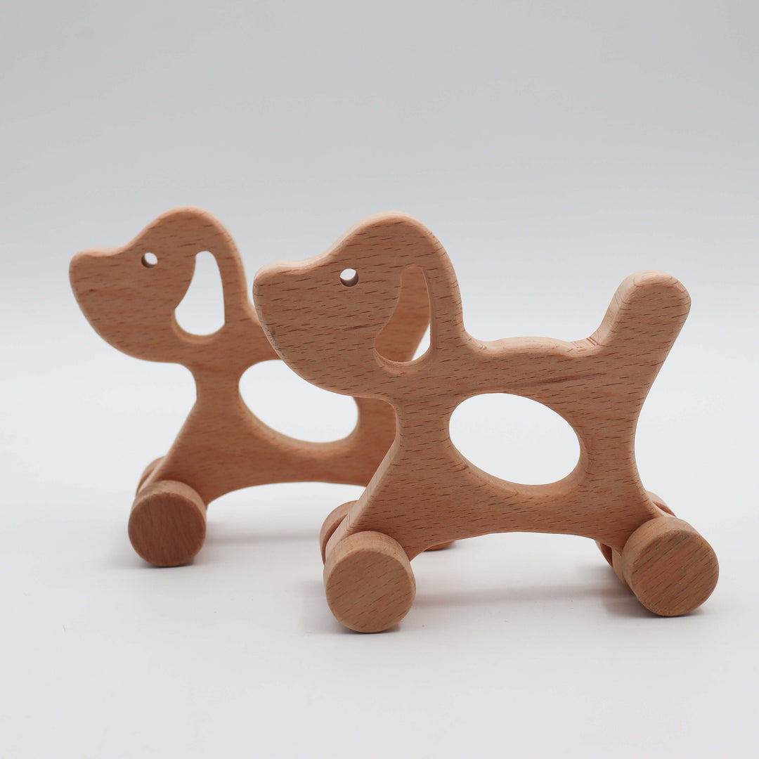 Wooden Dog Toy With Wheels|Dog Figurine|Montessori Toys|Natural Wood Puppy Toy|Toddler Gifts|Handmade Toy for Kid|Baby Shower Birthday Gift