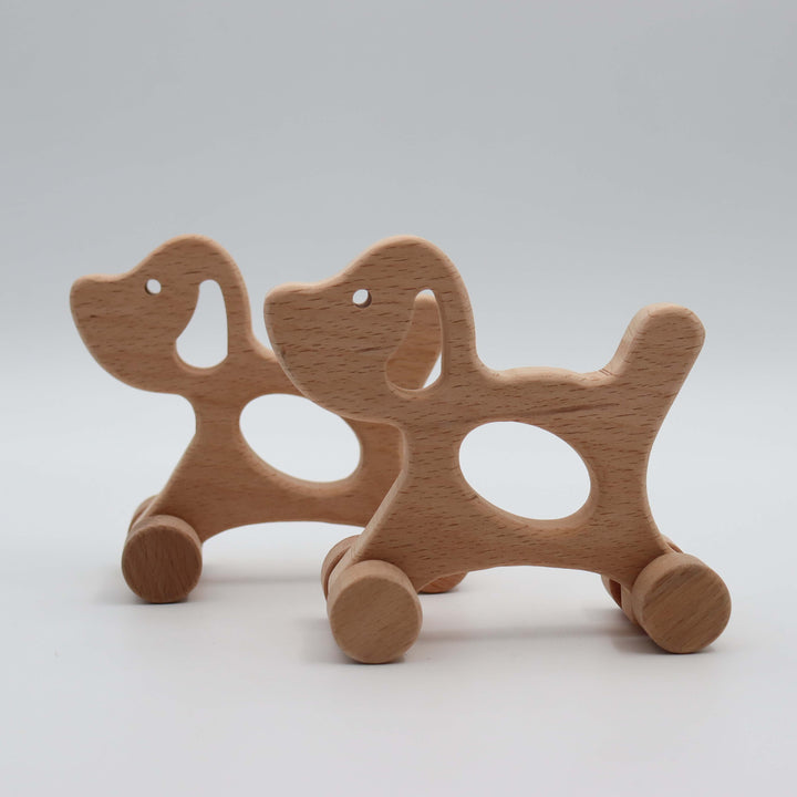 Wooden Dog Toy With Wheels|Dog Figurine|Montessori Toys|Natural Wood Puppy Toy|Toddler Gifts|Handmade Toy for Kid|Baby Shower Birthday Gift