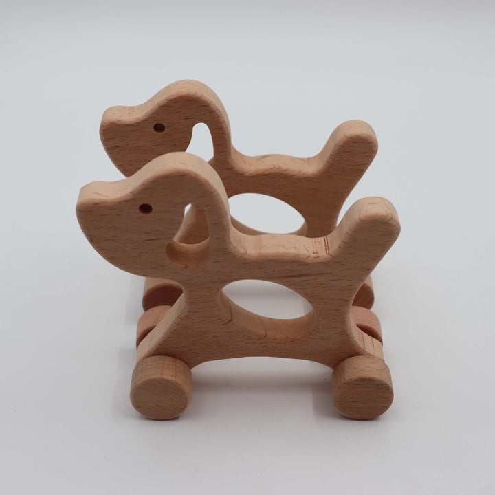 Wooden Dog Toy With Wheels|Dog Figurine|Montessori Toys|Natural Wood Puppy Toy|Toddler Gifts|Handmade Toy for Kid|Baby Shower Birthday Gift