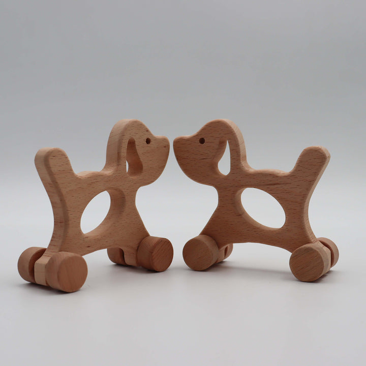 Wooden Dog Toy With Wheels|Dog Figurine|Montessori Toys|Natural Wood Puppy Toy|Toddler Gifts|Handmade Toy for Kid|Baby Shower Birthday Gift