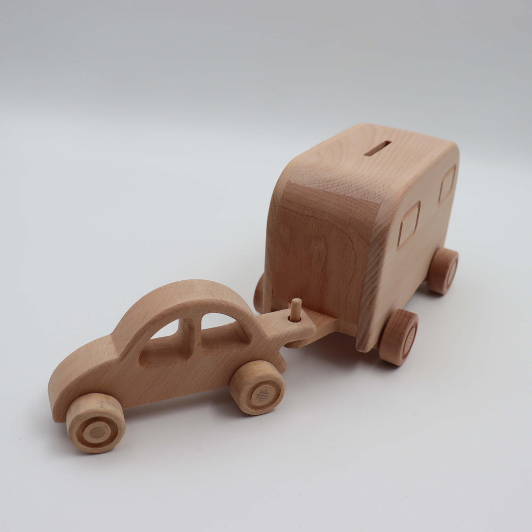 Wooden Piggy Bank|Toddlers Money Box|Caravan Coin Bank|Money Box Car Toy for Kid|Nursery Decor|Kids Room Decor|Baby Shower Children Gift