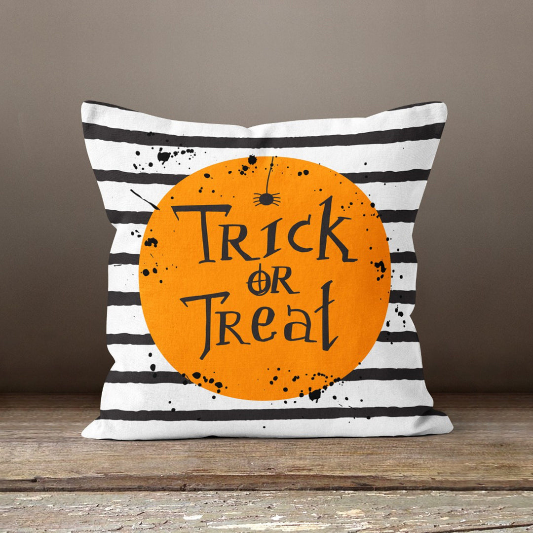 Trick or Treat Cushion Case|Happy Halloween Pillow Case|Plaid Pillow Cover|Striped Halloween Throw Pillowtop|Geometric Scary Pillowcase