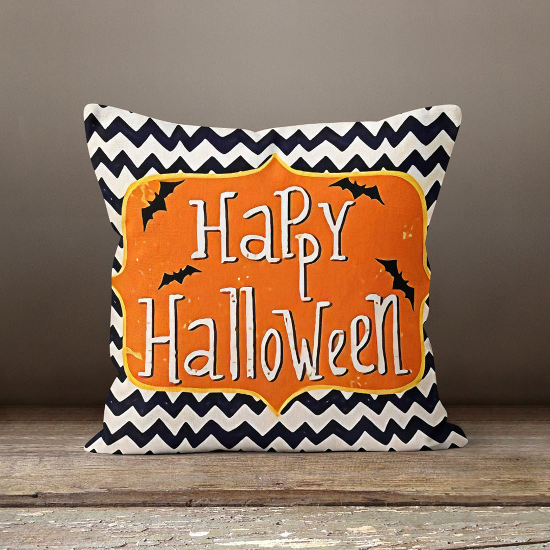 Trick or Treat Cushion Case|Happy Halloween Pillow Case|Plaid Pillow Cover|Striped Halloween Throw Pillowtop|Geometric Scary Pillowcase