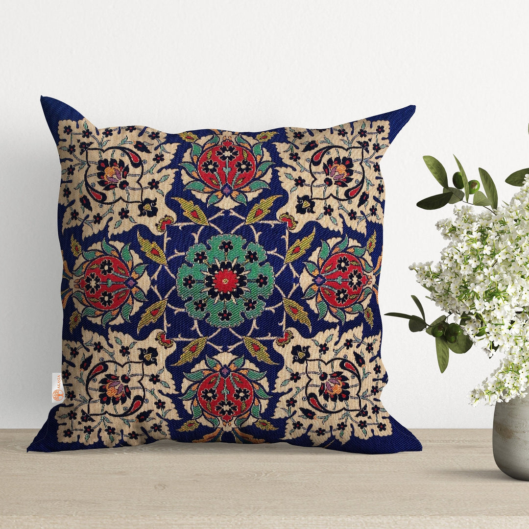 Tapestry Pillow Cover|Mandala Cushion Case|Tulip Gobelin Tapestry Pillowcase|Housewarming Throw Pillow Top|Woven Geometric Home Decor