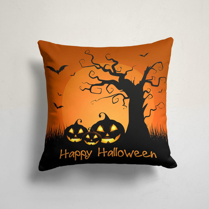 Happy Halloween Throw Pillow Case|Black Cat Cushion Case|Carved Pumpkin Sofa Pillow Cover|Full Moon Fall Pillowcase|Trick or Treat Decor