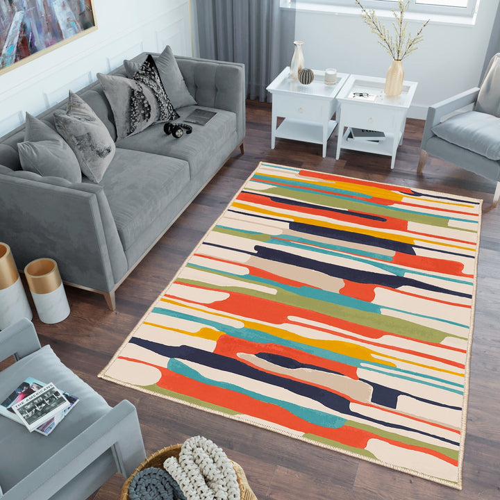 Colorful Area Rug|Abstract Carpet|Art Deco Floor Rug|Machine-Washable Non-Slip Rug|Trendy Anti-Slip Housewarming Carpet|Modern Carpet