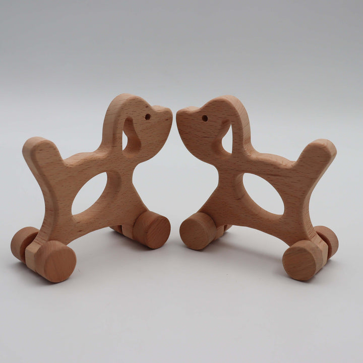 Wooden Dog Toy With Wheels|Dog Figurine|Montessori Toys|Natural Wood Puppy Toy|Toddler Gifts|Handmade Toy for Kid|Baby Shower Birthday Gift