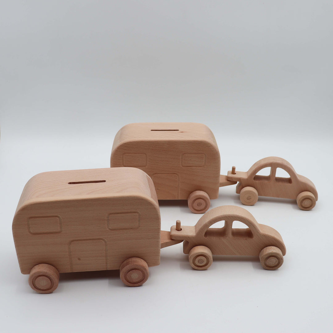 Wooden Piggy Bank|Toddlers Money Box|Caravan Coin Bank|Money Box Car Toy for Kid|Nursery Decor|Kids Room Decor|Baby Shower Children Gift