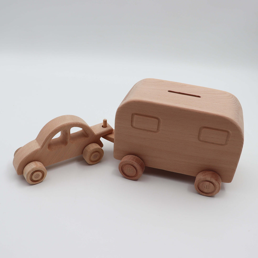 Wooden Piggy Bank|Toddlers Money Box|Caravan Coin Bank|Money Box Car Toy for Kid|Nursery Decor|Kids Room Decor|Baby Shower Children Gift